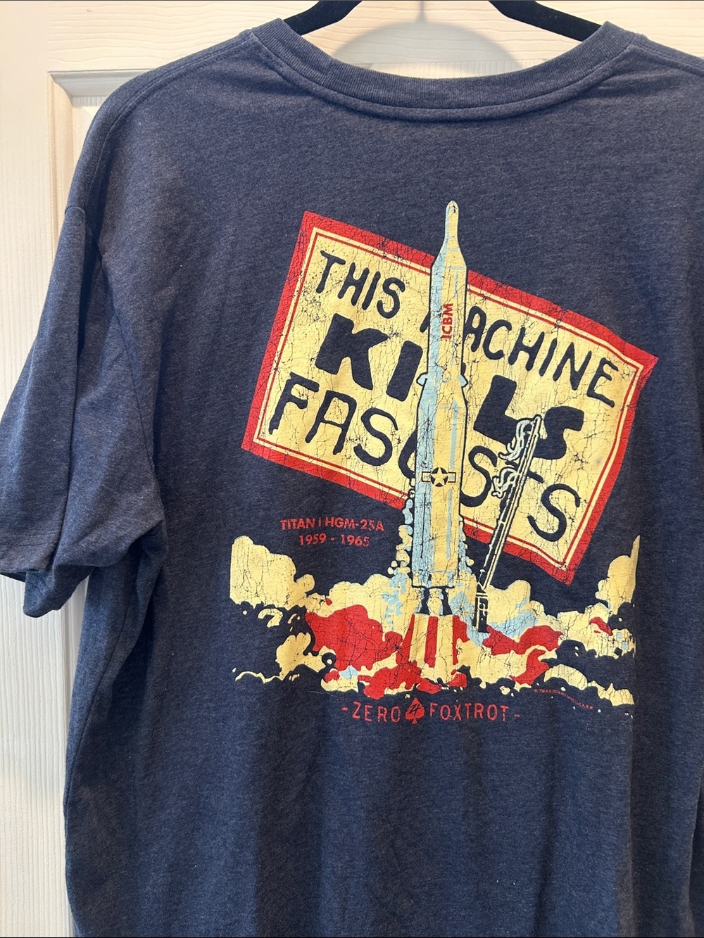Zero Foxtrot This Machine Kills Fascists Titan I ICBM Graphic T-Shirt Men’s XL